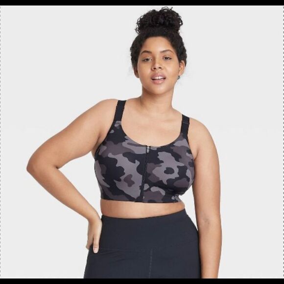 All in Motion Women's Mesh Back Zip-Front High Support Camo Sports Bra - Picture 3 of 5